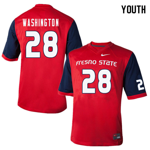 Youth #28 Charles Washington Fresno State Bulldogs College Football Jerseys Sale-Red - Click Image to Close